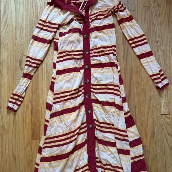 Anthropologie nuuly sweater preppy Maeve collar stripe rugy midi maxi dress xs 2 - Picture 2 of 2